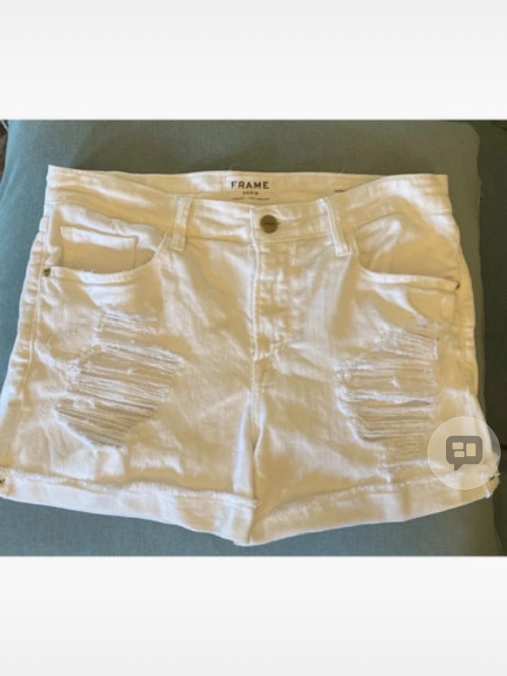 Frame Denim White Distressed High-Rise Jean Shorts